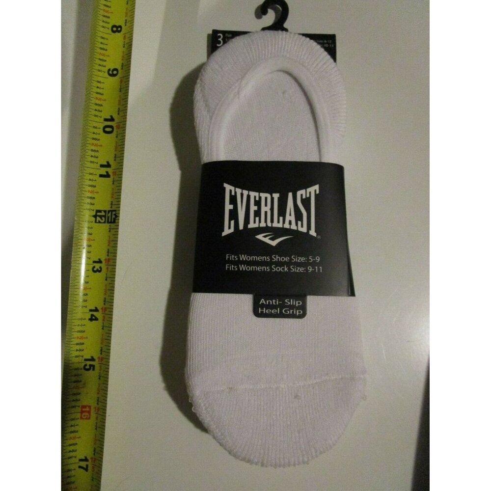 3 Pair Everlast Womens Low Cut No show Boat Socks Silicone Grip 5-9 White